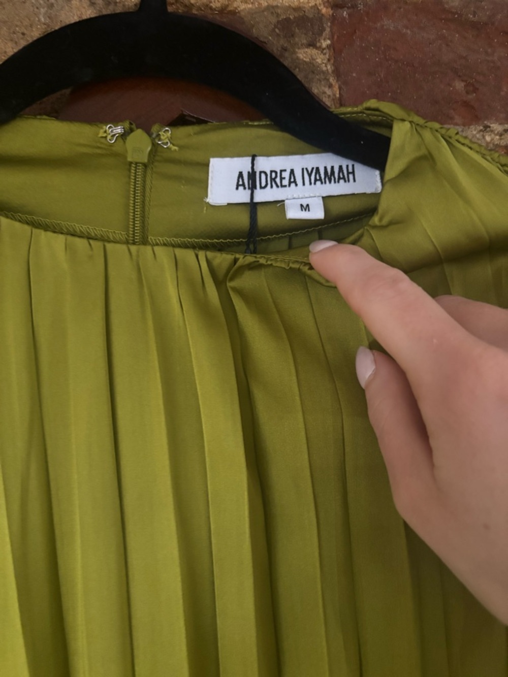 Andrea Iyamah Olive Pleated Long-Sleeve Mini Dress - Picture 7 of 9